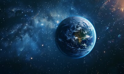 Obraz premium Planet Earth on starry space background, day and night transition