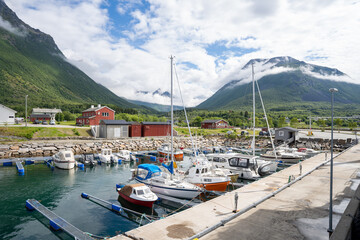 Olderdalen, Norway - 07.04.2024: Boats and yachts in Olderdalen Port, Norway © Abinieks