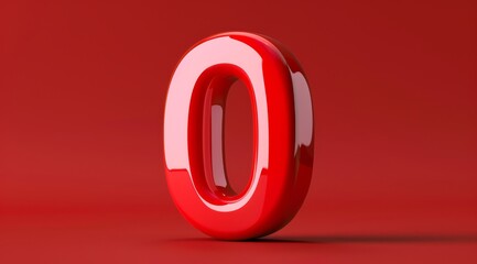 A sleek and visually appealing 3D representation of the number zero, presented in a vibrant shade of red with a glossy finish, is set against a contrasting and equally vibrant red background