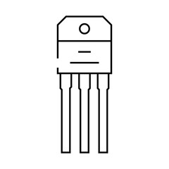 transistor electronic component line icon vector. transistor electronic component sign. isolated contour symbol black illustration