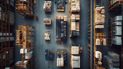 Efficient warehouse  aerial view of conveyor belt integration for seamless goods movement