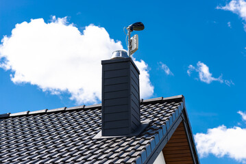 Antenna amplifier for home mobile Internet and a TV receiver mounted on the chimney.