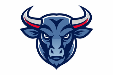 Smooth outline vector design of Bull head logo on white background 