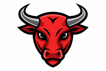 Smooth outline vector design of Bull head logo on white background 