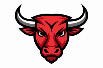 Fototapeta premium Smooth outline vector design of Bull head logo on white background 