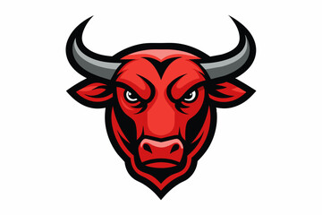 Smooth outline vector design of Bull head logo on white background 