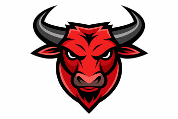 Smooth outline vector design of Bull head logo on white background 