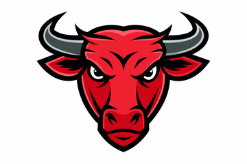 Smooth outline vector design of Bull head logo on white background 