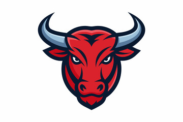 Smooth outline vector design of Bull head logo on white background 