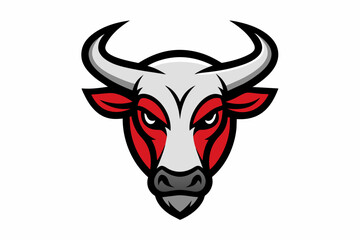 Smooth outline vector design of Bull head logo on white background 