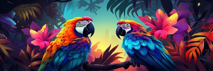 Obraz premium Exotic wildlife banner design