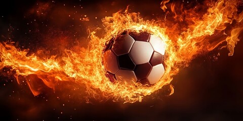 Fototapeta premium Energy football on fire