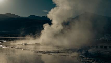 smoke coming out of the land of geysers