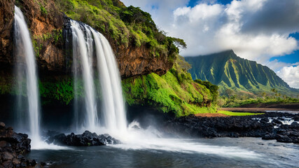 Obraz premium Kauai Waterfalls and Jungle 