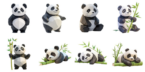 Fototapeta premium Panda animation isolated 3d mockup without background using for all purpose.