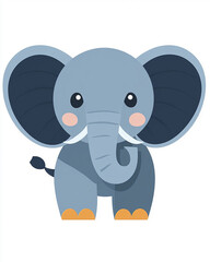 Fototapeta premium Grey baby elephant portrait. 4k full hd animal illustration design art isolated on white background