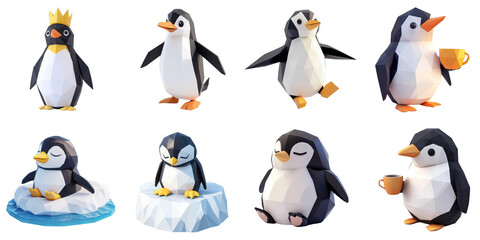 Obraz premium Penguin cartoon white background png transparent animal concept using for decoration.