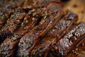 Smoked Beef Brisket: Classic Texas BBQ with Dark Crust, Bar-B-Q Roasted to Perfection