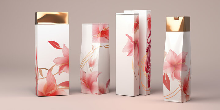 Zestaw opakowań produkt&oacute;w kosmetycznych - mockup 