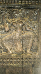 Wood Carvings of Embekka Devalaya (Embekka Temple), Udunuwara, Kandy, Sri Lanka.