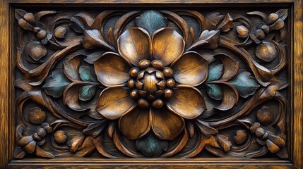 decorative panel with floral and geometric designsv