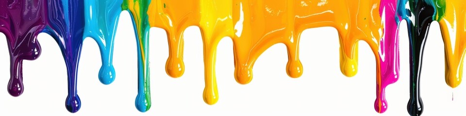 Paint Dripping. Colorful Spill and Ooze Isolated on White Background