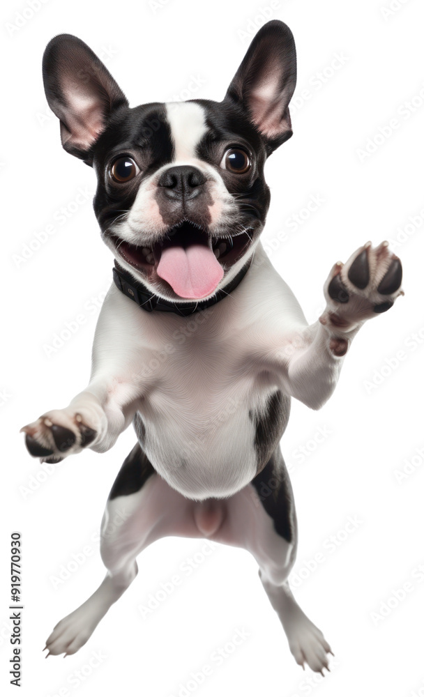 Wall mural png cute jumping boston terrier bulldog mammal animal.