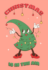 christmas card with christmas tree. christmas tree groovy 