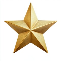 Obraz premium Golden Five-Pointed Star Isolated on White Background