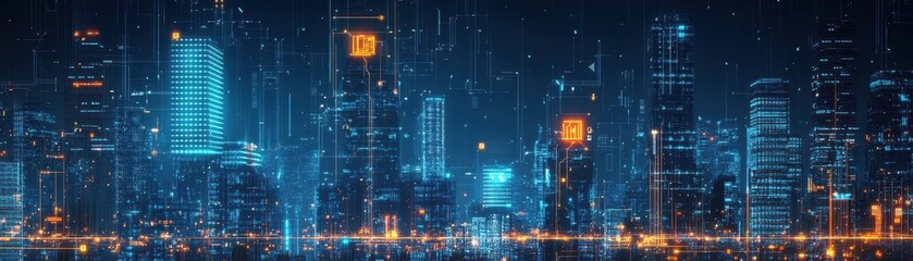 Obraz premium Futuristic smart city circuit board backdrop