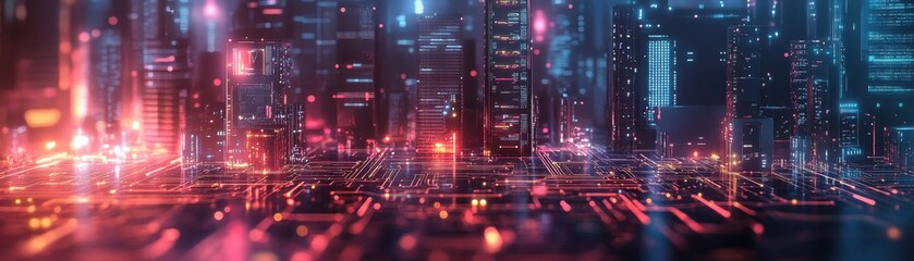 Obraz premium Futuristic smart city circuit board backdrop