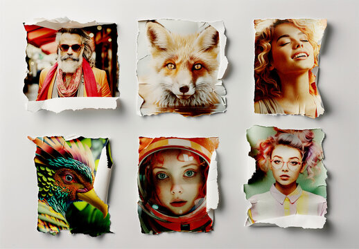 Ripped Paper Photo Collage. Ai Generated