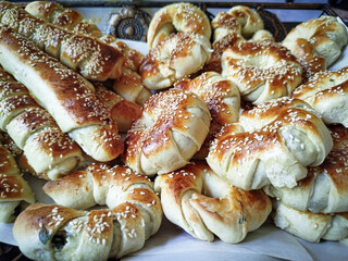 Vegetables croissants with sesame seeds