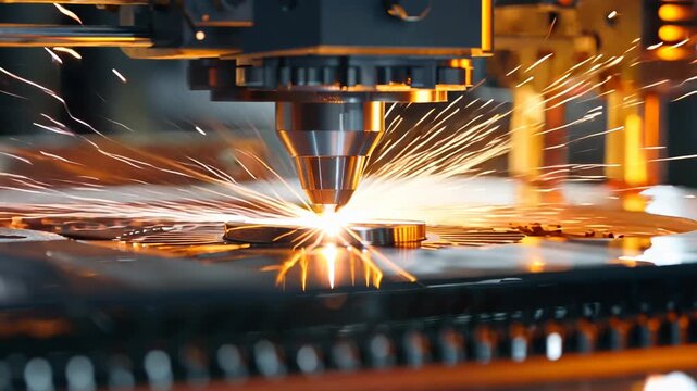 Advanced 3D printing machine using metal for precision and robustness in a high-tech, modern manufacturing setting.