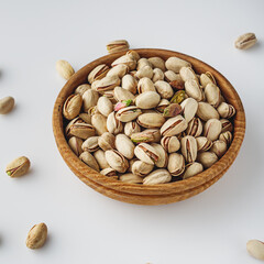 Fresh Pistachios: Nutritious Green Nuts on a White Background