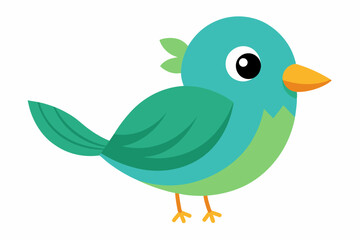 Vector design of a cute bird on white background 