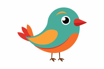 Vector design of a cute bird on white background 