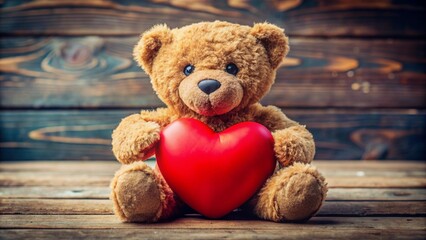 Obraz premium Valentine's Day, Teddy bear with heart.