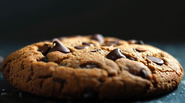 A chocolate chip cookie with a rich, gooey texture and melty chocolate chips.