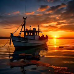 Fishing Boat at Sunset