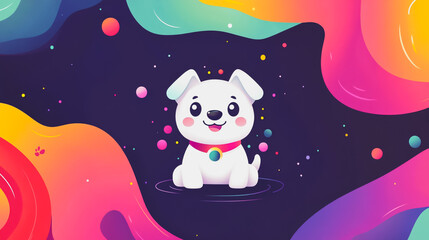 Fototapeta premium Abstract white background with pastel colorful 3D abstract background overlap layer on dark space with puppy decoration. Modern graphic design element motion style concept for banner, flyer, card