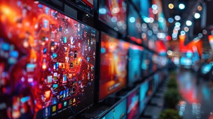 Close-up of a Display of Computer Screens