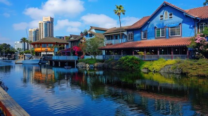 Fototapeta premium Seaport Village. Architectural Beauty of Colorful Buildings in San Diego, California