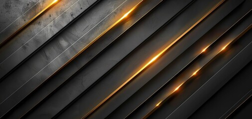 Obraz premium Abstract black and gold diagonal lines with glowing light.