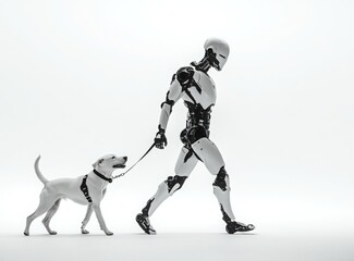 Fototapeta premium robot walking with dog