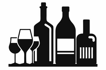 beer silhouette, glass beer bottle icon symbol. beer vector illustration