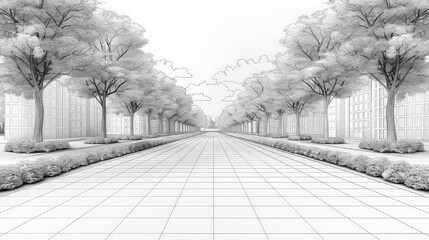 3D illustration Imagination architecture building construction perspective design,modern urban building line drawing abstract background. ai generated