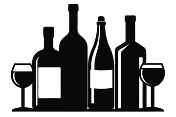 beer silhouette, glass beer bottle icon symbol. beer vector illustration