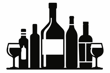 beer silhouette, glass beer bottle icon symbol. beer vector illustration