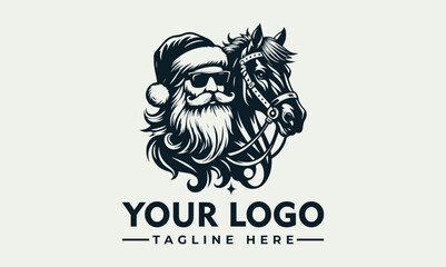 Santa Claus Wearing Sunglasses and Riding Horse Vector Logo: A Cool and Unique Twist on a Classic Holiday Icon